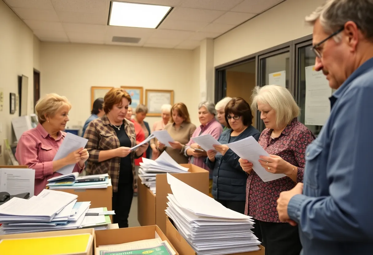 Residents inquiring about waste collection services in San Diego.
