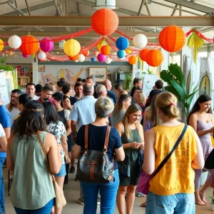 A lively scene from San Diego Wellness Week with attendees participating in wellness activities