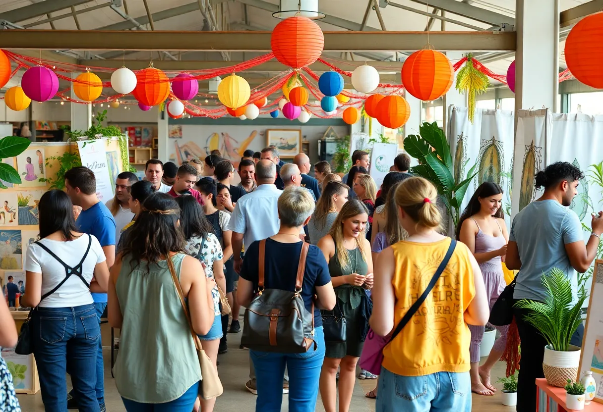 A lively scene from San Diego Wellness Week with attendees participating in wellness activities