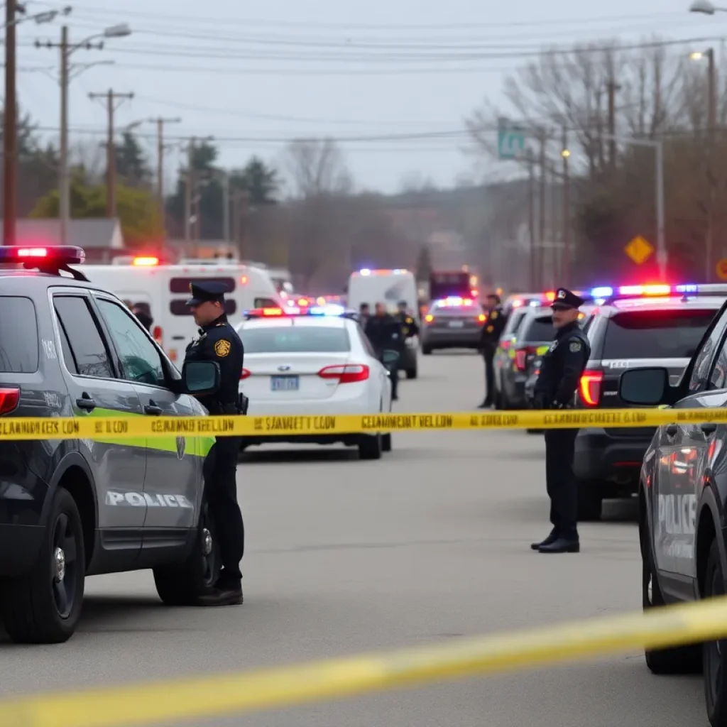 Police vehicles at a standoff scene in Santee