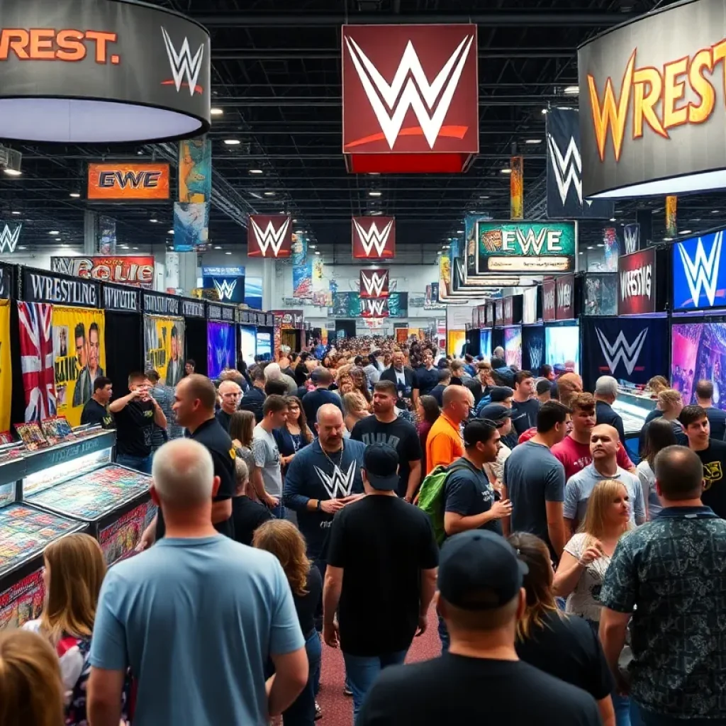 Fans enjoying wrestling-themed activities at San Diego Comic-Con