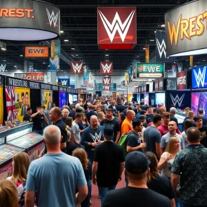 Fans enjoying wrestling-themed activities at San Diego Comic-Con