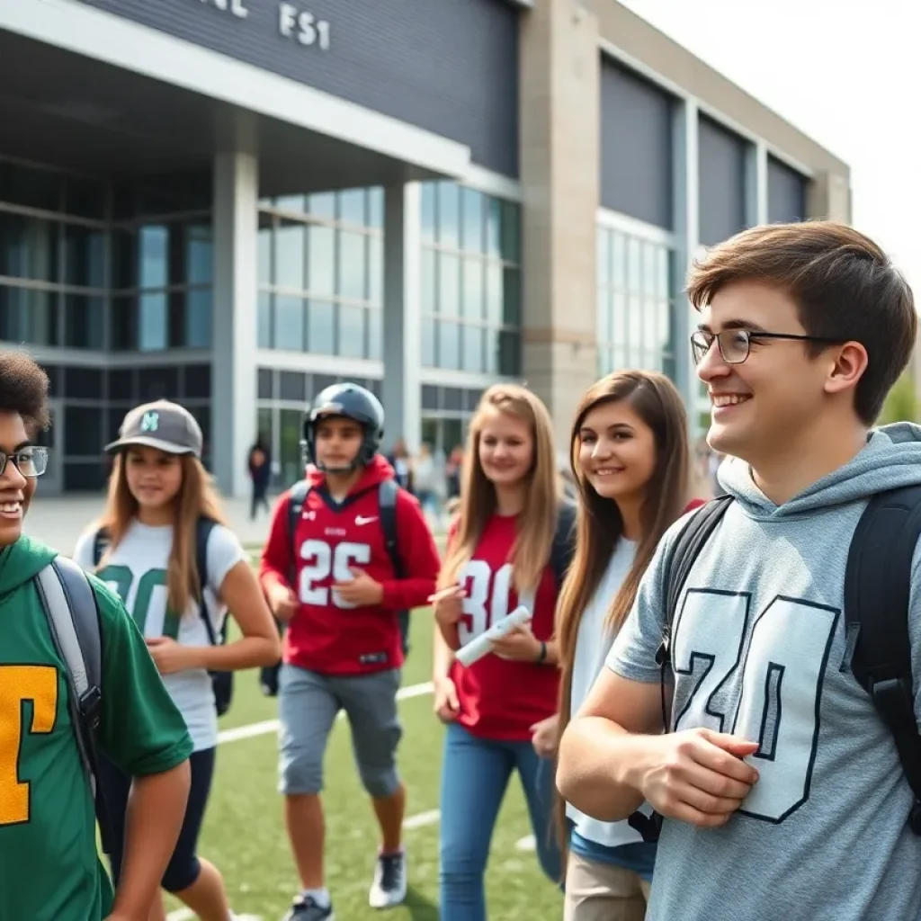 Young football recruits touring the SDSU campus and football facilities