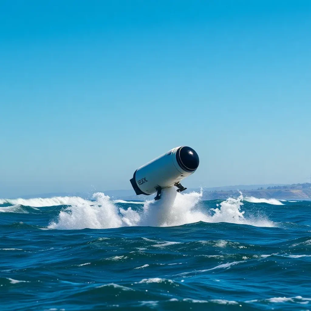 SpaceX Dragon capsule splashing down in the Pacific Ocean near San Diego
