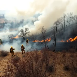 Firefighters battling the Springs Fire in Jamul