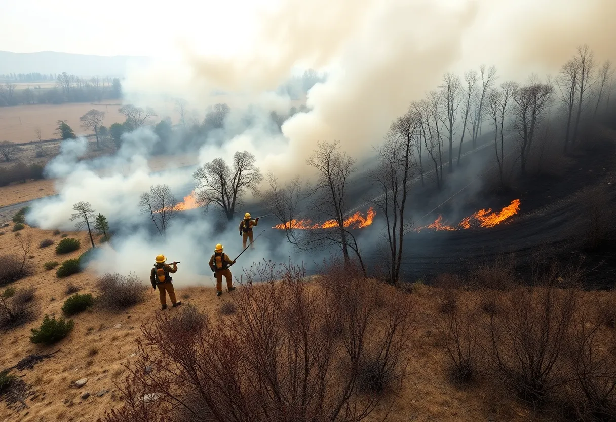 Firefighters battling the Springs Fire in Jamul