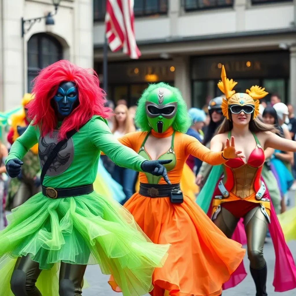Dancers in Star Trek costumes performing at Comic-Con 2025 in San Diego.