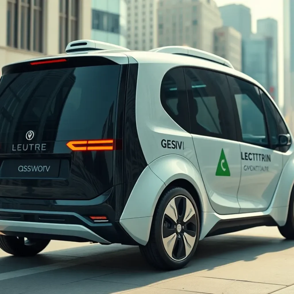 Futuristic electric vehicle representing Tesla's ridesharing concept
