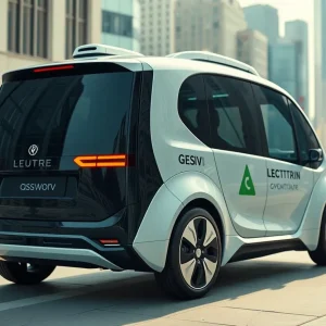 Futuristic electric vehicle representing Tesla's ridesharing concept