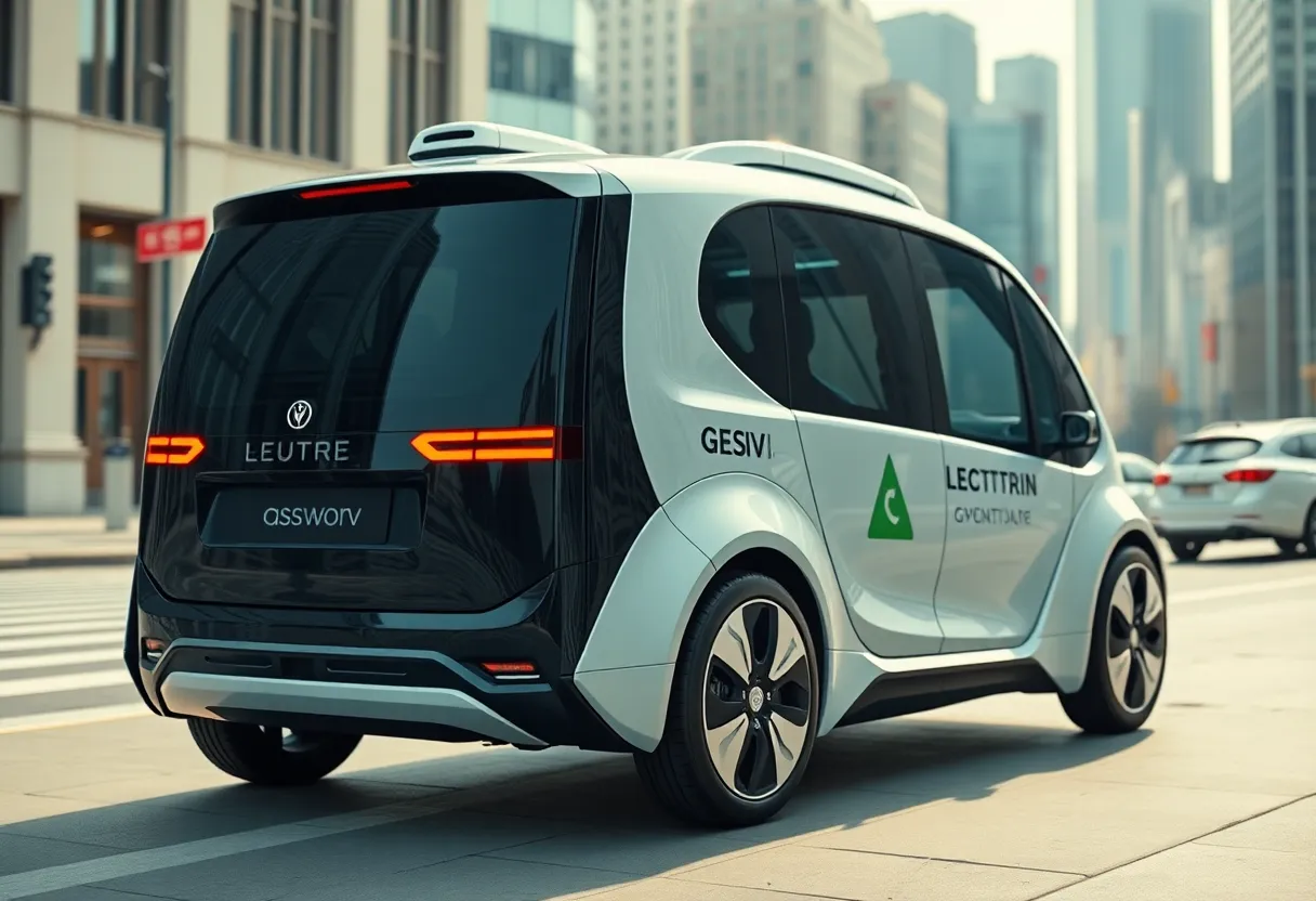 Futuristic electric vehicle representing Tesla's ridesharing concept