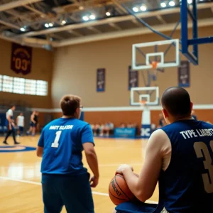 Athletes promoting Type 1 diabetes awareness on a basketball court
