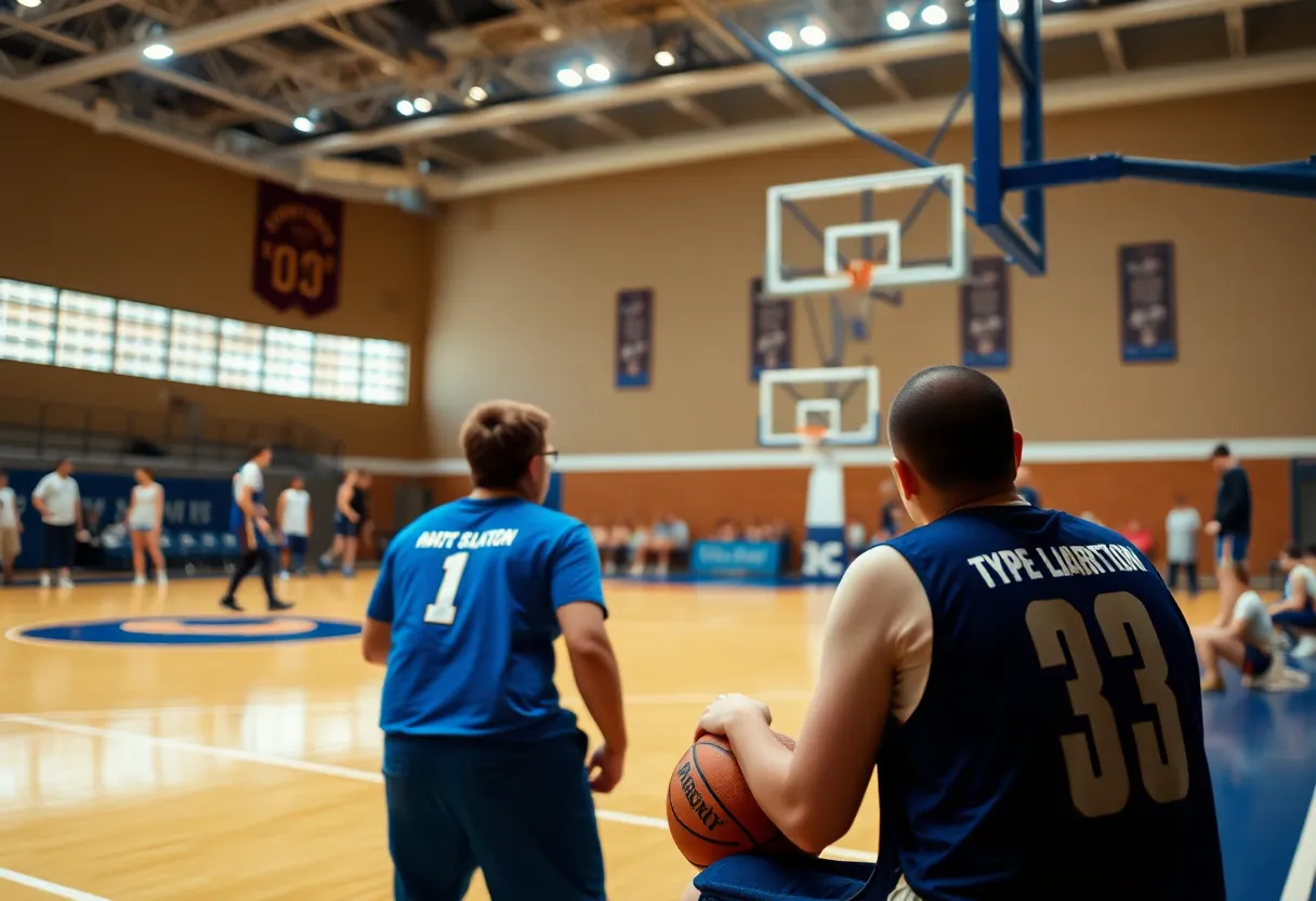 Athletes promoting Type 1 diabetes awareness on a basketball court