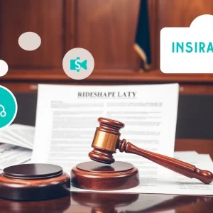 Courtroom scene depicting a legal lawsuit involving Uber