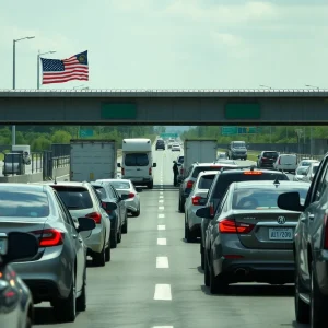 Border officers inspecting vehicles at the U.S.-Mexico border