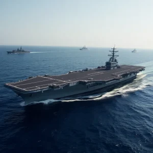 USS Carl Vinson aircraft carrier in the Indian Ocean
