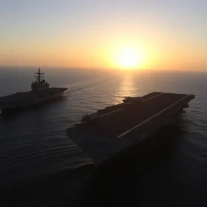 USS Carl Vinson and USS Nimitz aircraft carriers operating in the Arabian Sea