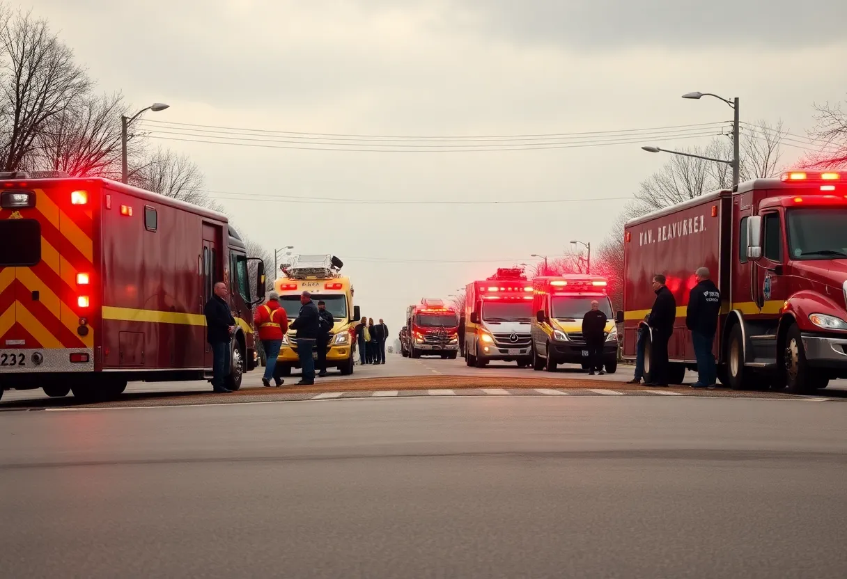 Emergency responders at the scene of a vehicle crash