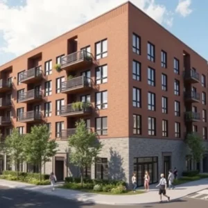 Rendering of affordable housing project at 101 Ash Street in San Diego