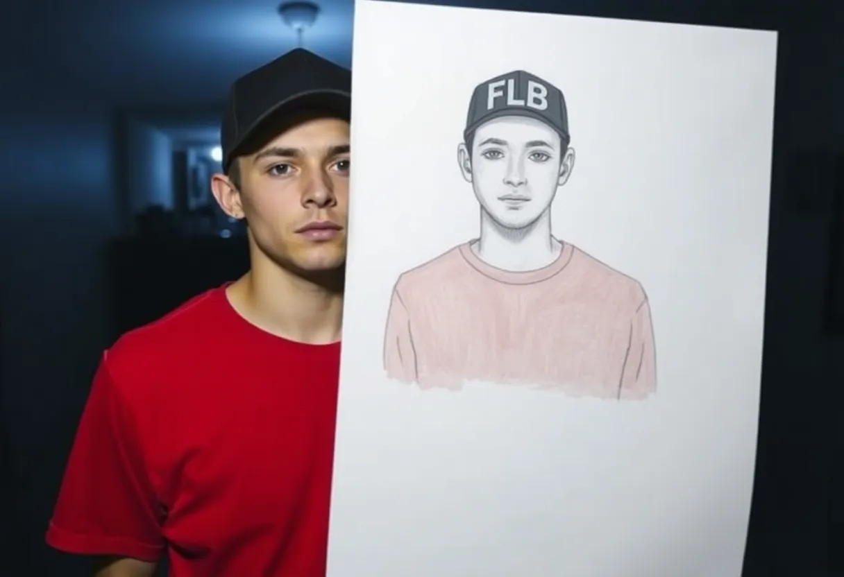 Sketch depicting a young male suspect involved in the Andre Mahan murder case.