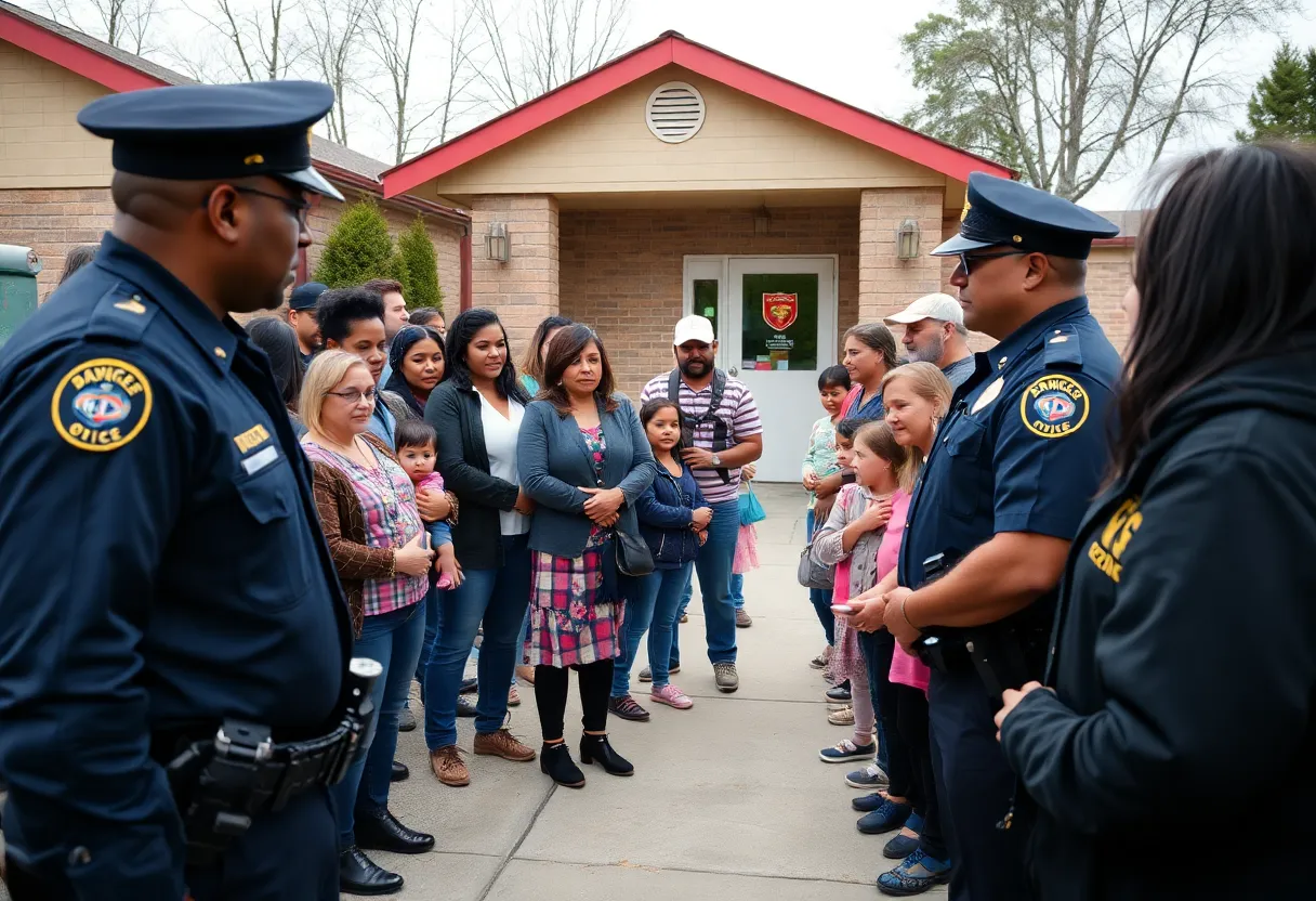 Police presence at a daycare during a significant arrest