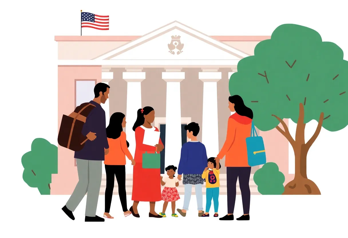 Illustration of legal support for immigrant families