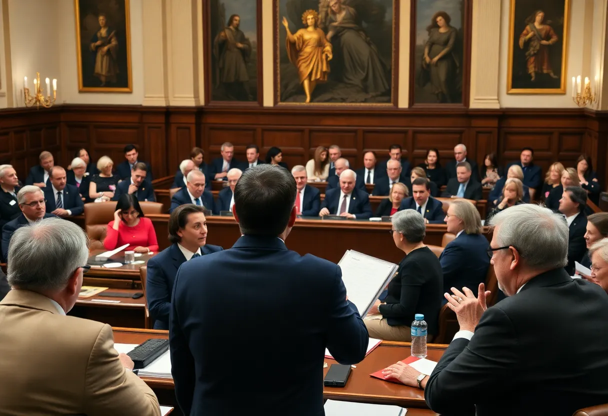 Legislators discussing California Assembly Bill 1392