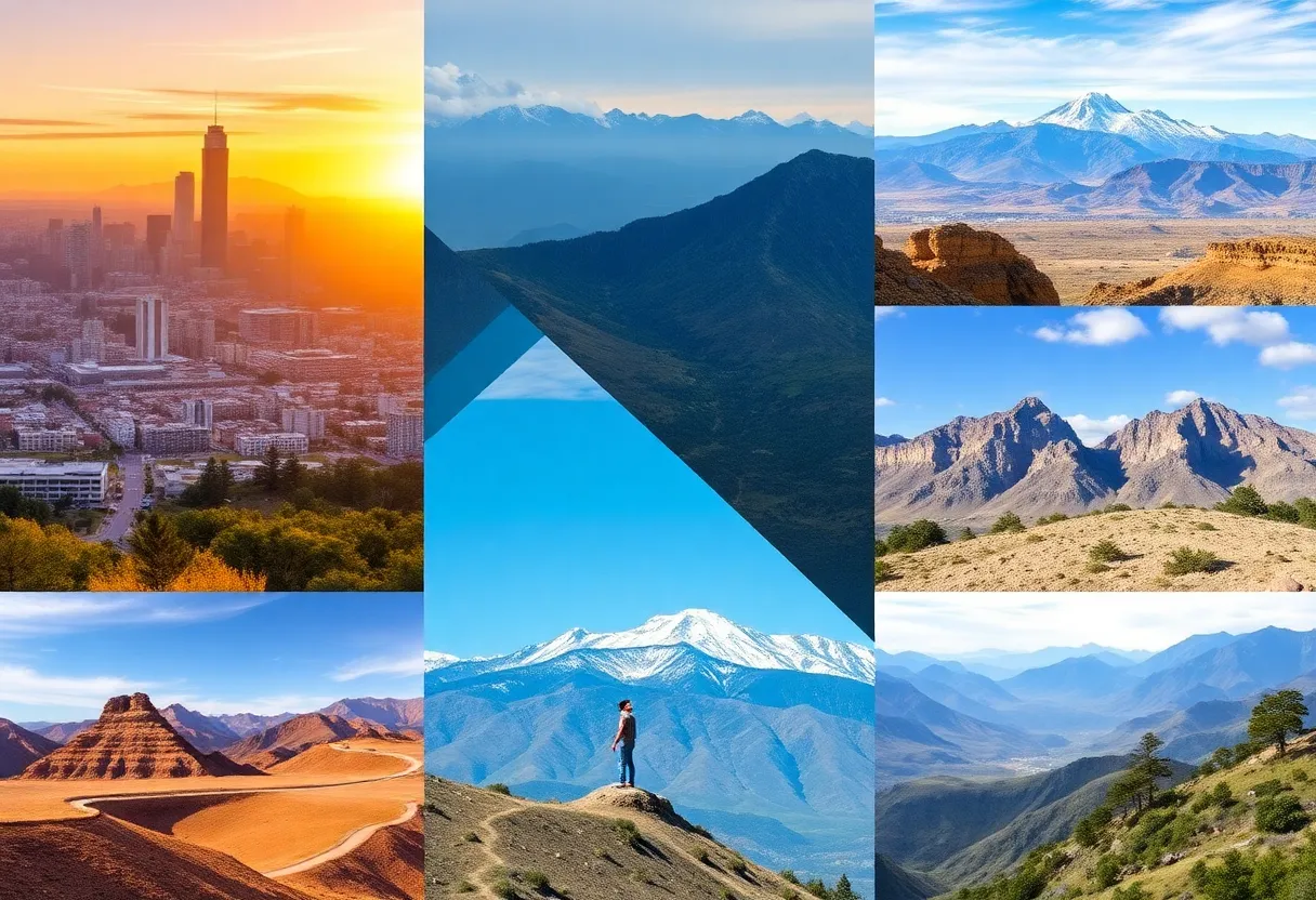 Landscape collage representing California's varied auto insurance landscape