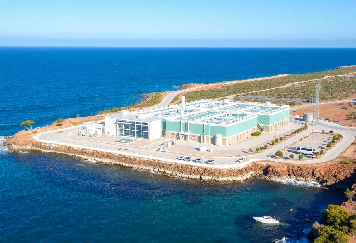 Desalination plant overlooking the ocean in California