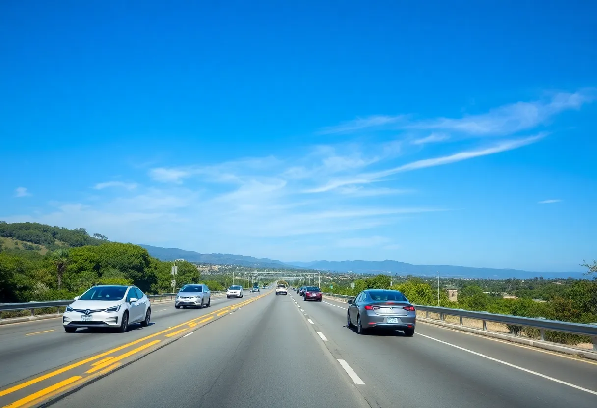 Electric vehicles utilizing carpool lane in California