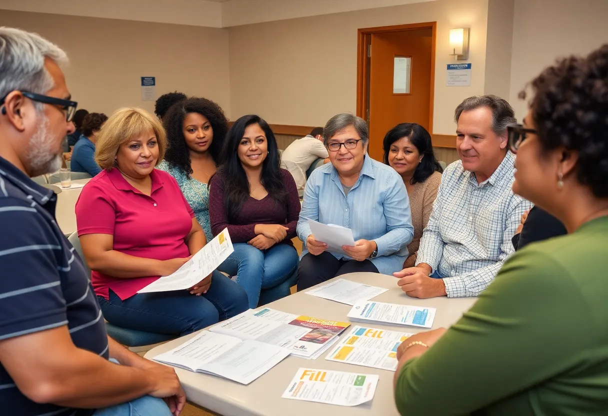 Californians engaging in a community health insurance discussion