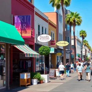Vibrant California street with small businesses