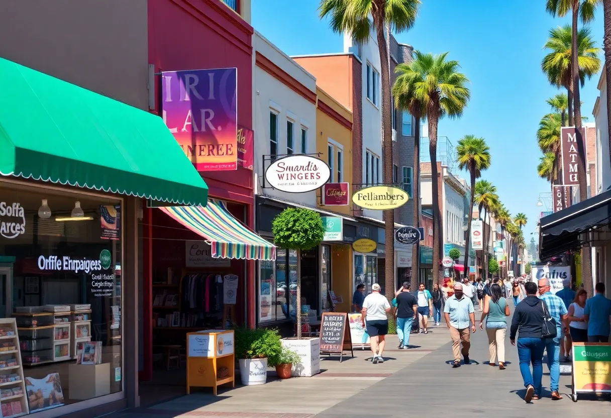 Vibrant California street with small businesses