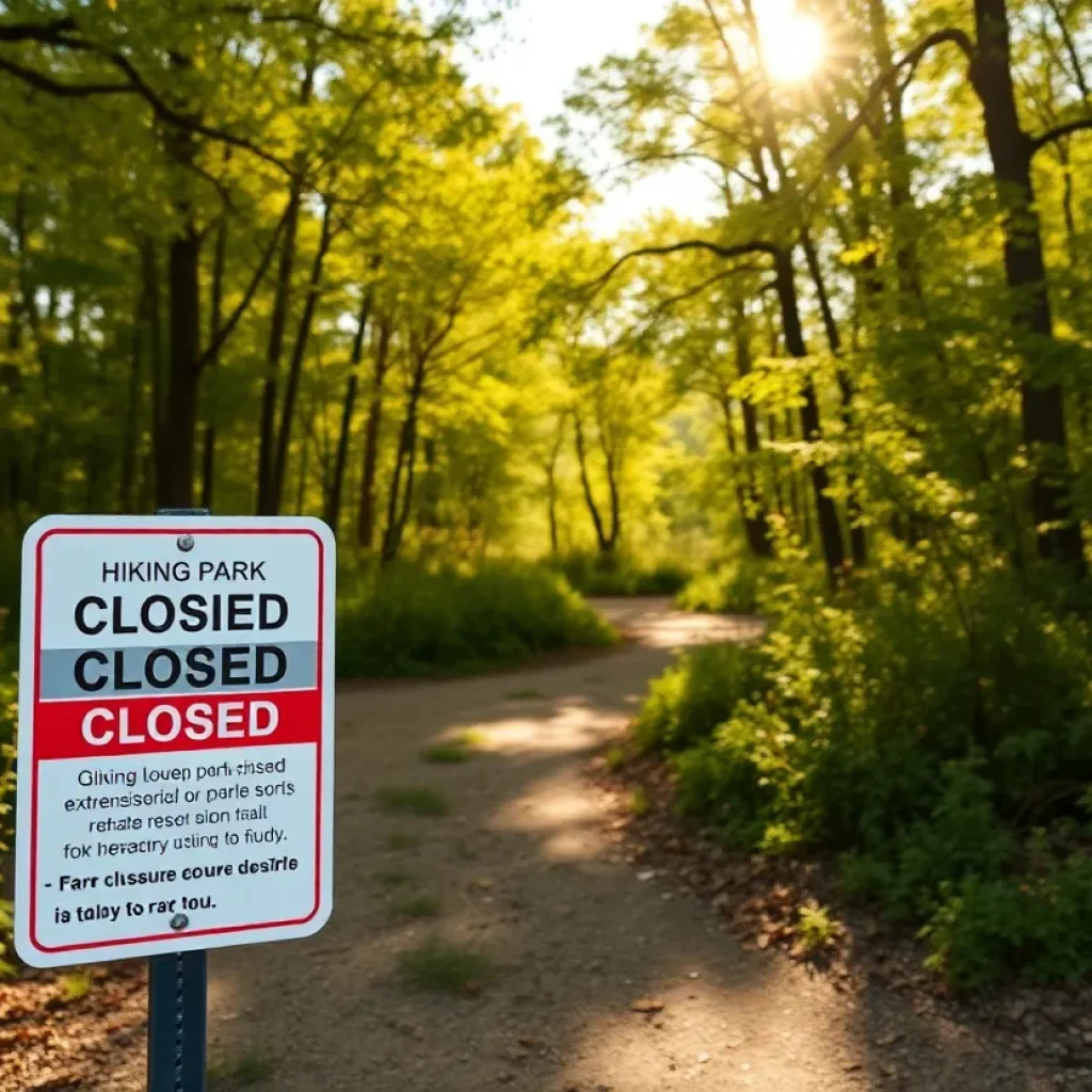 Sign indicating park closure due to high temperatures in San Diego