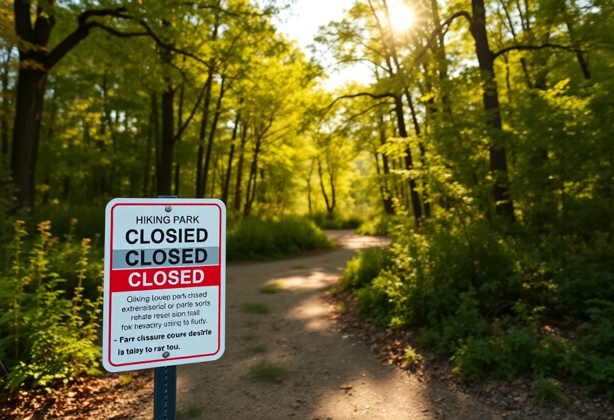 Sign indicating park closure due to high temperatures in San Diego