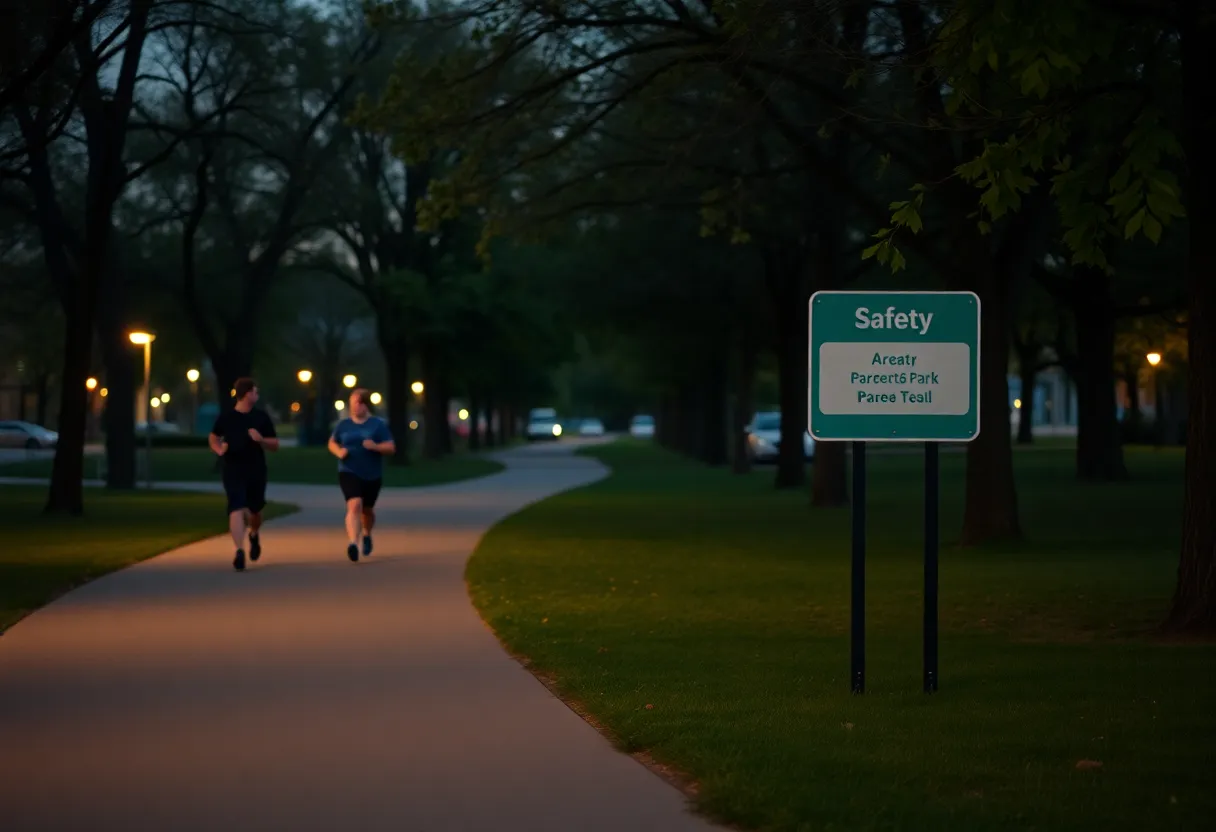 Evening jogging path in San Diego highlighting safety concerns