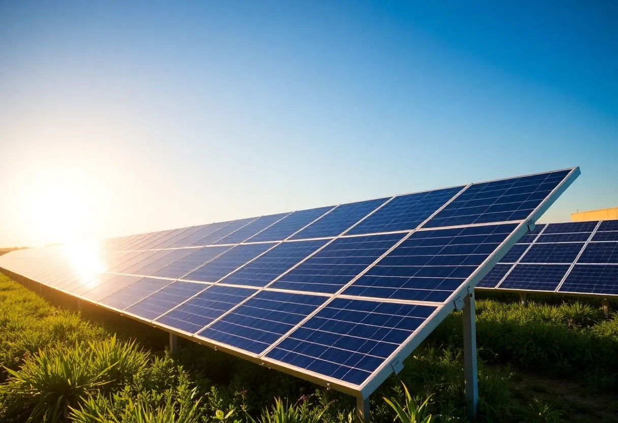 Community solar farm in California with solar panels