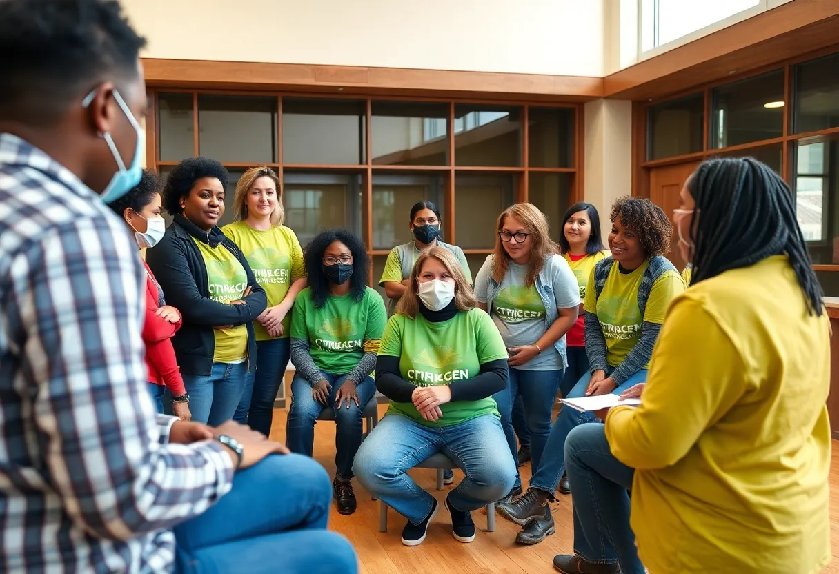 Community gathering of volunteers for crisis intervention