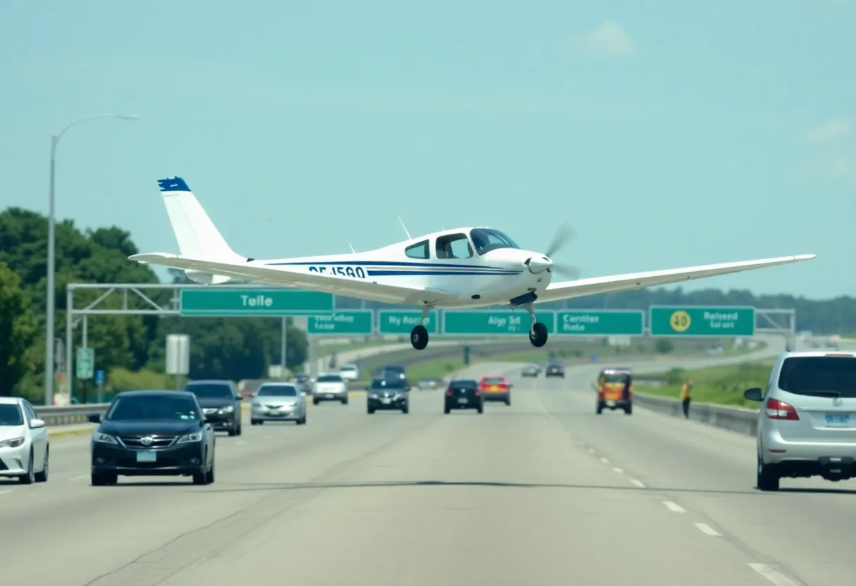 Piper plane emergency landing on I-805 freeway