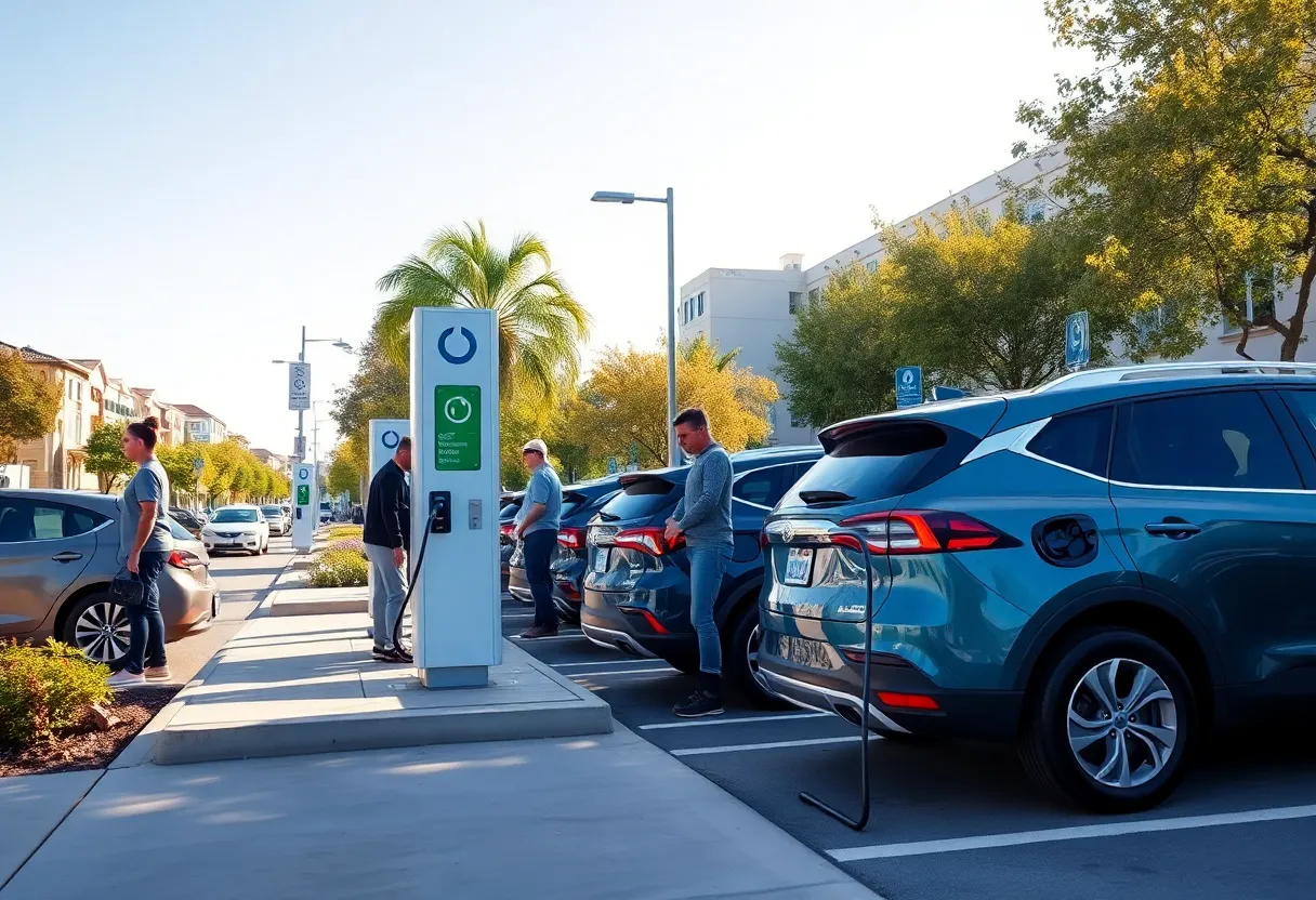 Electric vehicle charging station in California