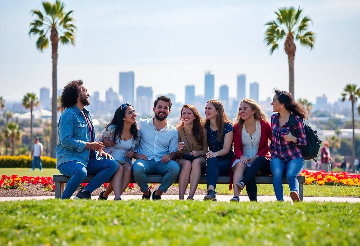 Friends enjoying a sunny day in San Diego park