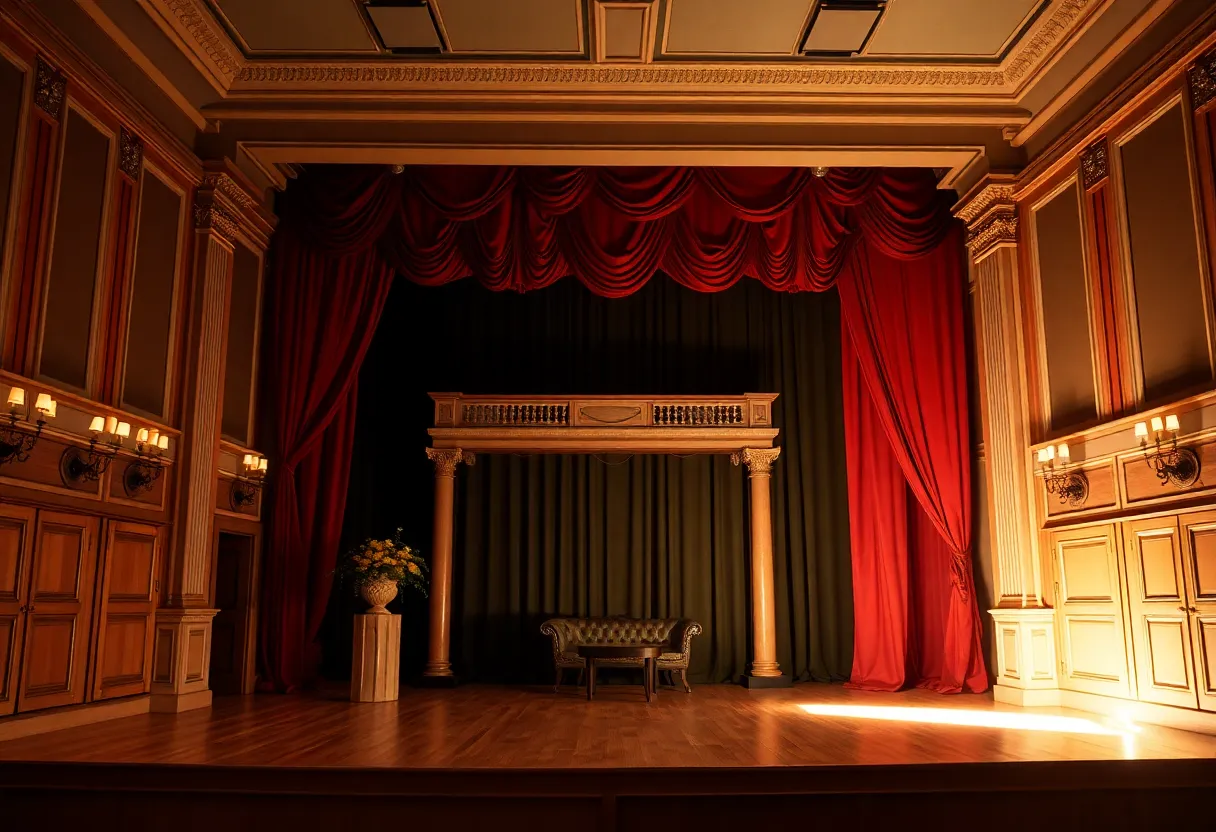 Theater stage set for Hedda Gabler production