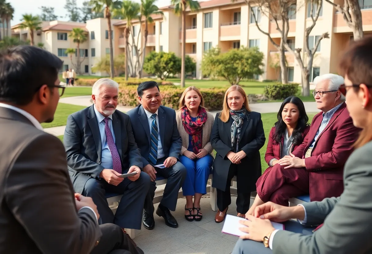 Community college leaders discussing HSI funding concerns