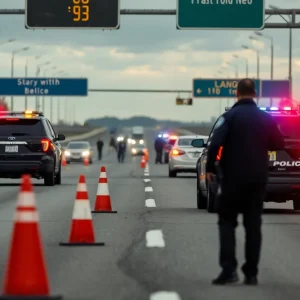 Police standoff on I-15 with law enforcement vehicles
