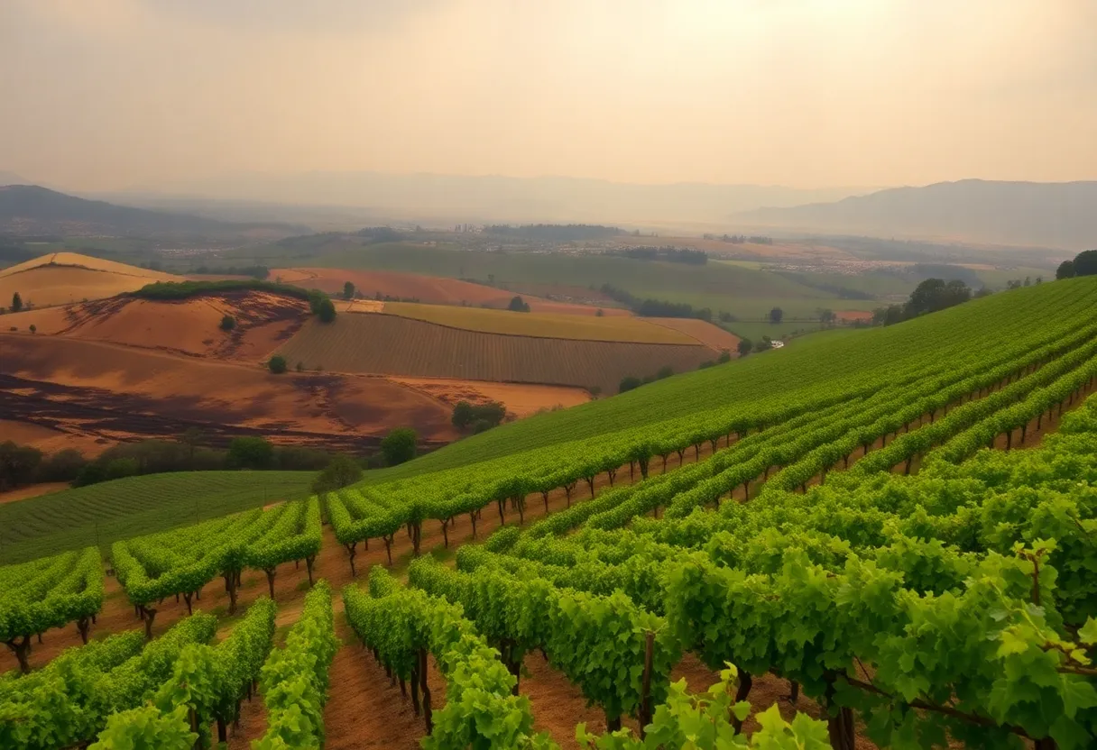 Burnt Napa Valley vineyards due to the Pickett fire