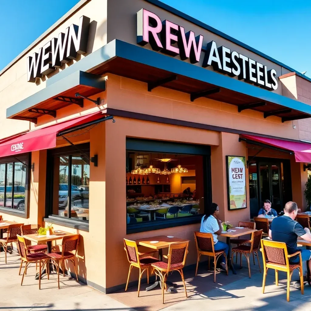Exterior and interior views of new San Diego restaurants bustling with diners.