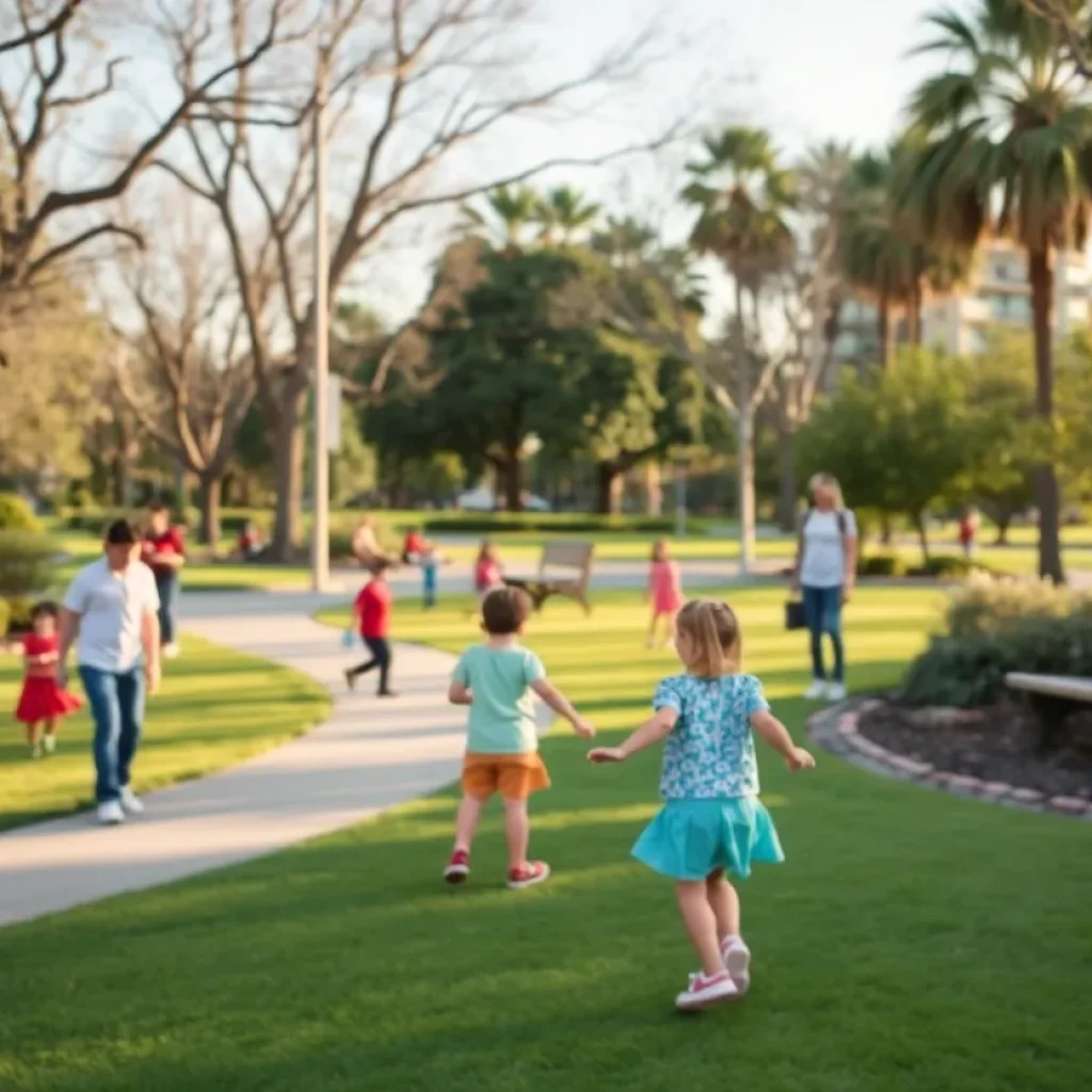 Families enjoying a sunny day in a San Diego park, highlighting community safety and vigilance.