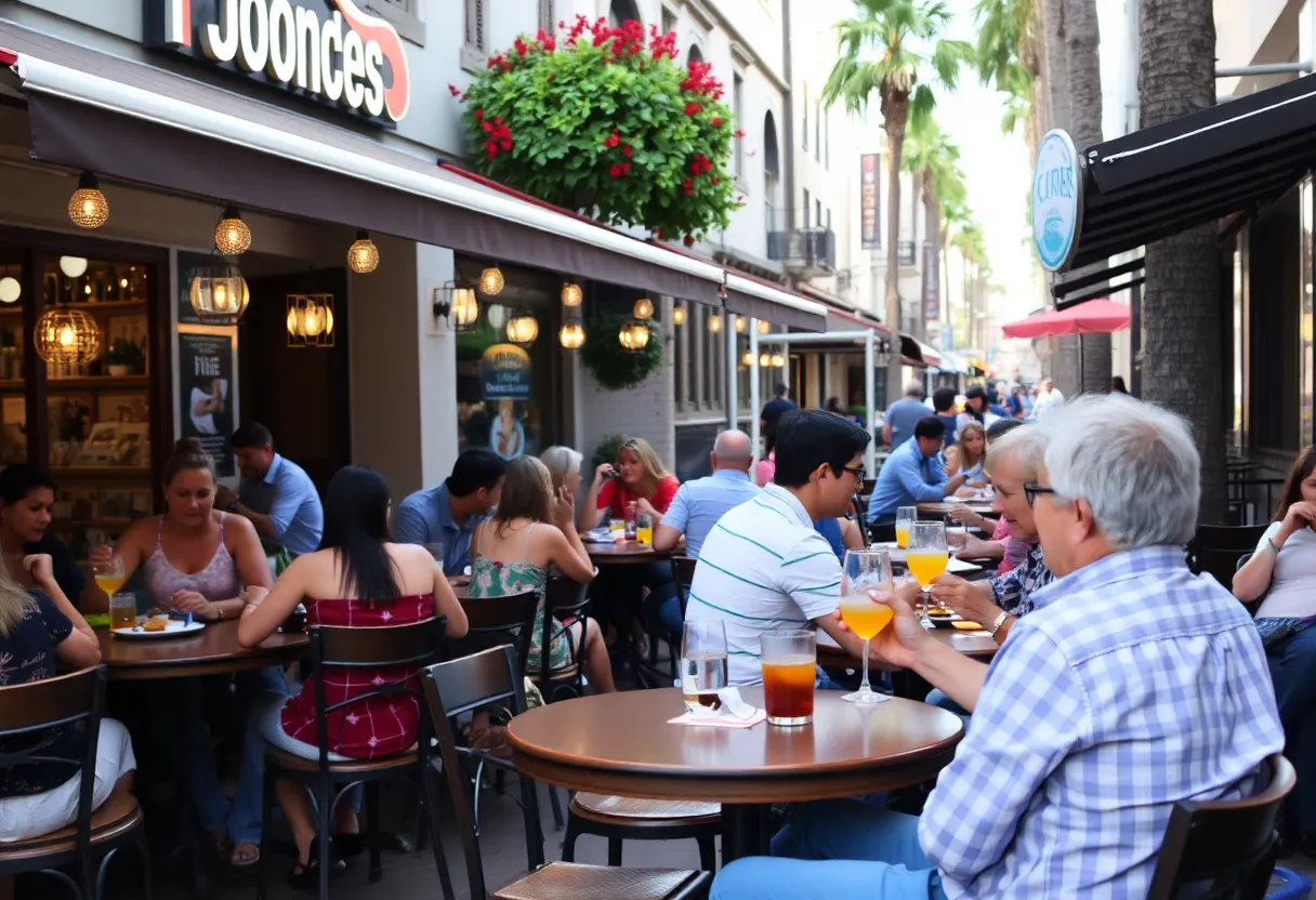 People dining at a restaurant in San Diego