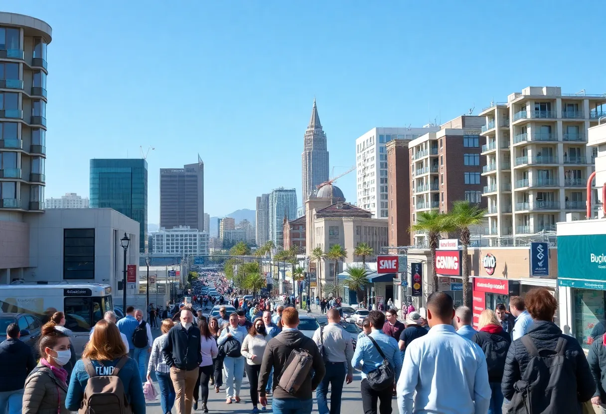 Cityscape of San Diego reflecting economic activity and job sectors