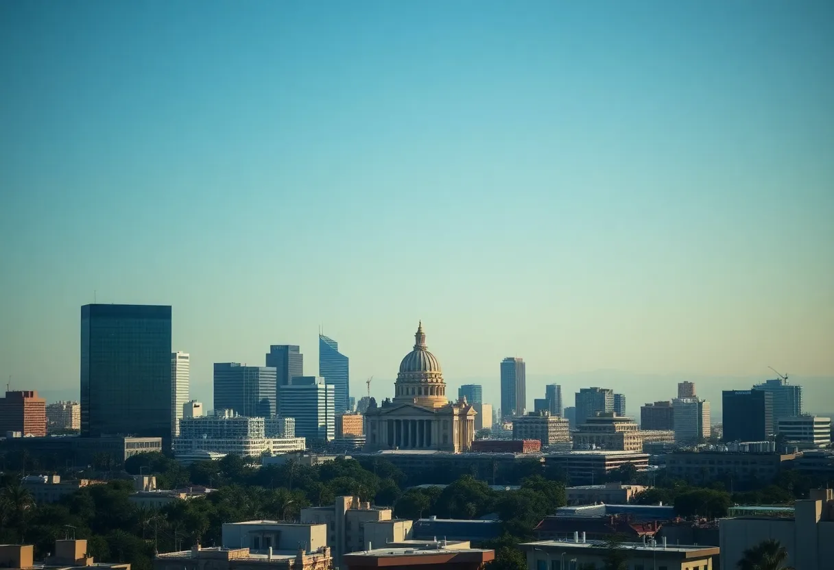 View of San Diego city skyline highlighting government buildings