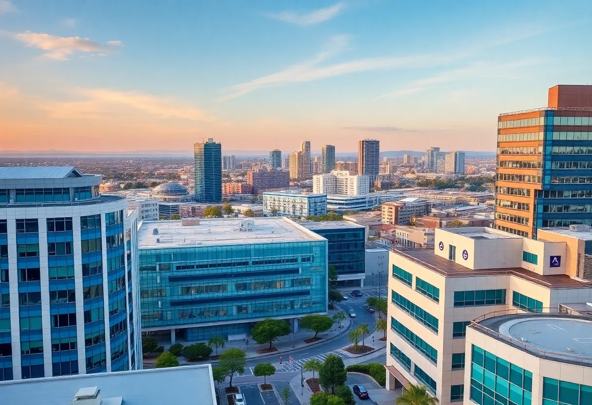 View of San Diego hospitals showcasing modern architecture